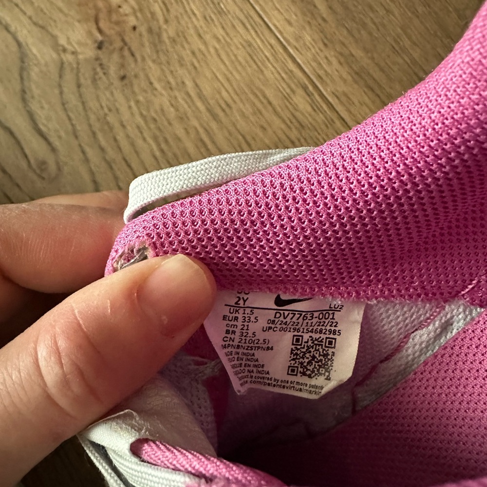 Nike White Sneakers with Pink Interior and Yellow Swoosh - Picture 3 of 3